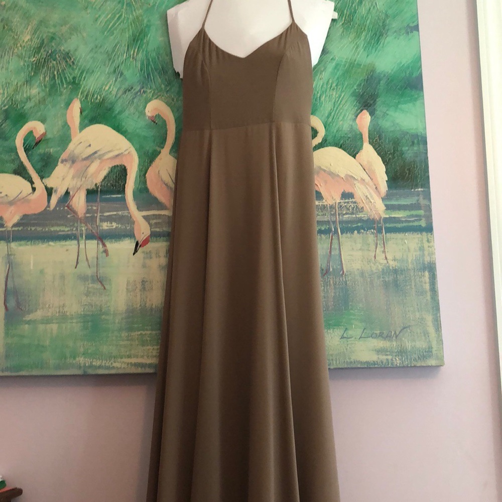 Show me your mumu tan floor length dress.